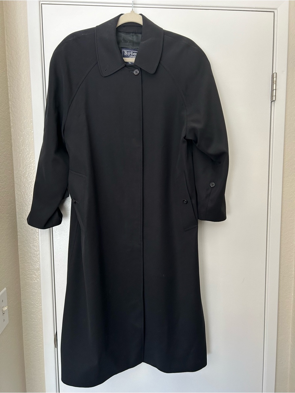 Vintage Burberrys Burella Wool Gabardine Woman’s Trench Coat Black